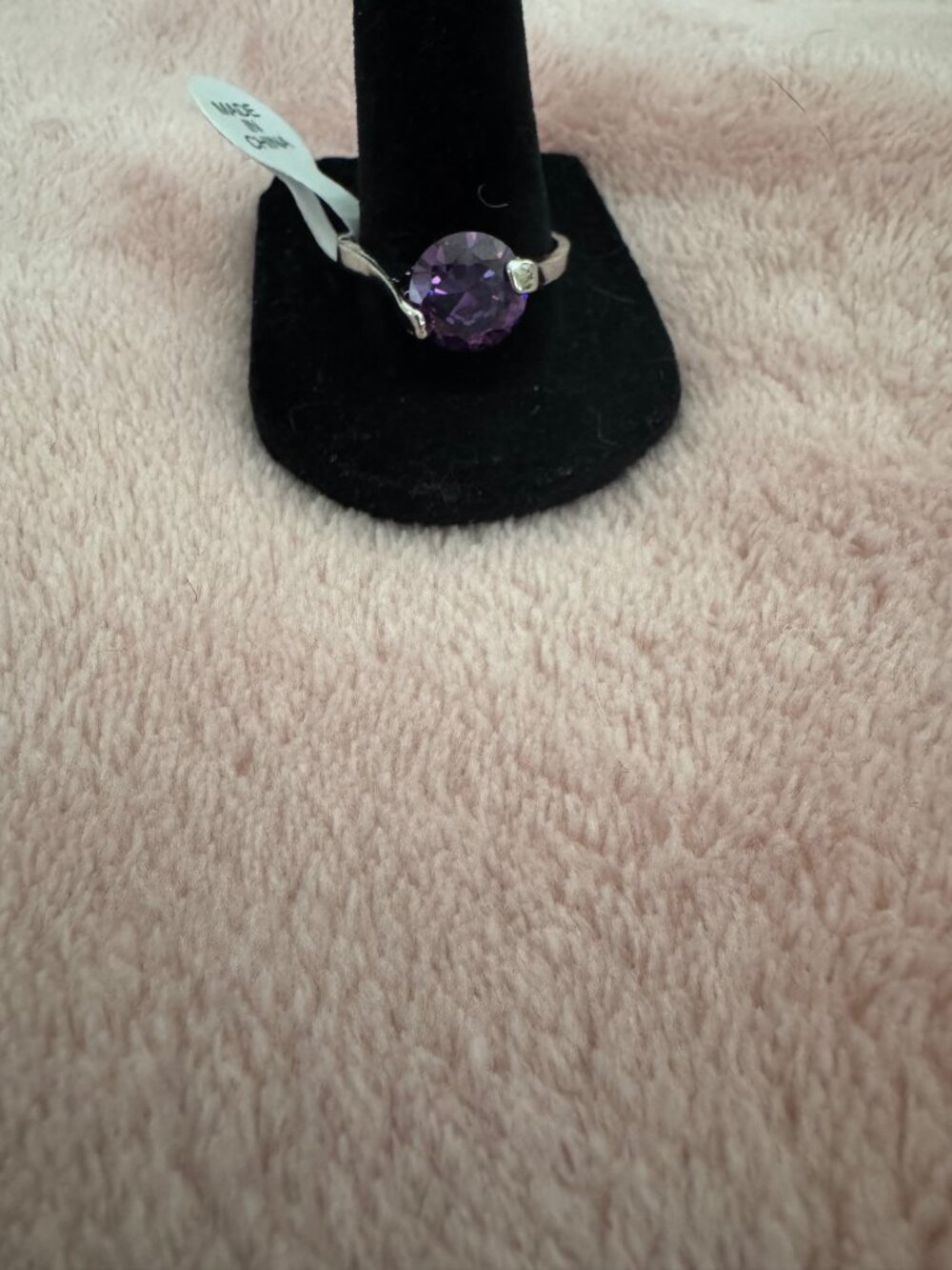 Radiant Purple Round, CZ Solitaire Bypass Ring Size 10
